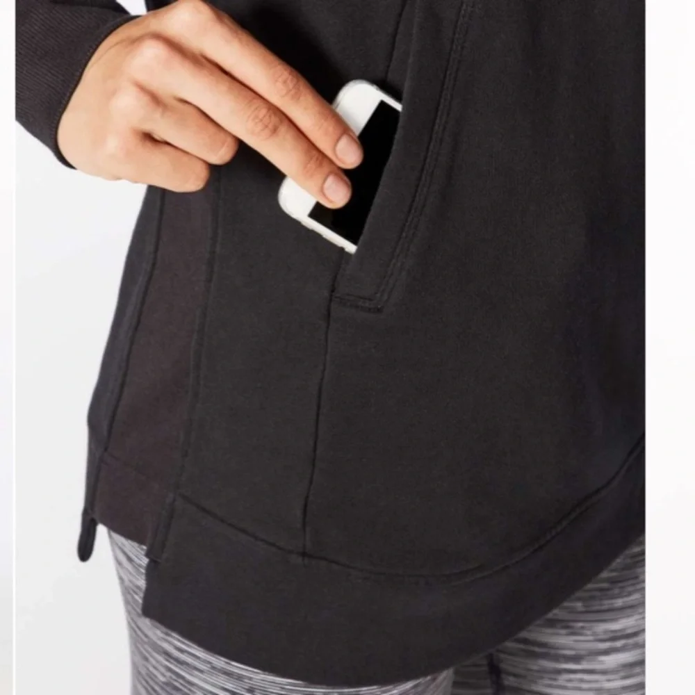 LULULEMON Press Pause Pullover French Terry Funnel Neck Black Size 2
